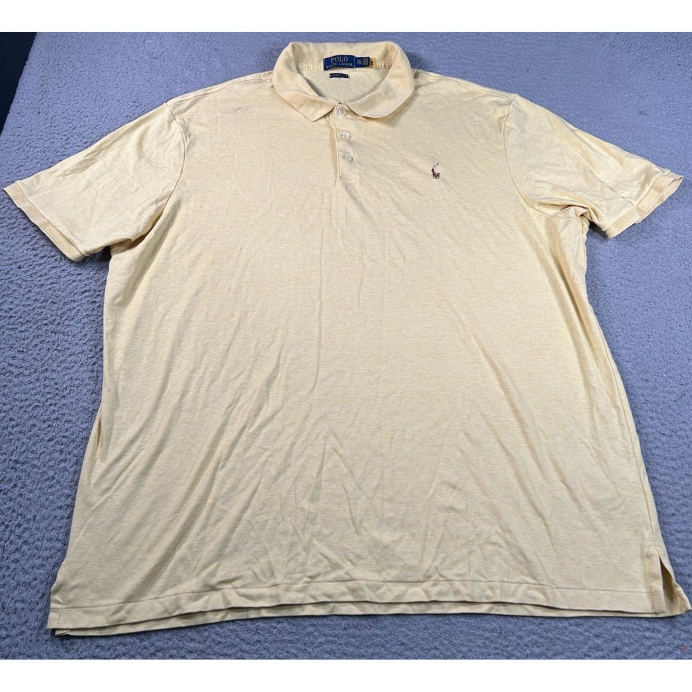Polo Ralph Lauren Polo Shirt‎ Men's 2XL Yellow Flesh Pony Logo Golf Classic Fit